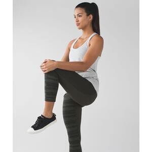 Lululemon Give Me Qi Crop Leggings Green Stripe Size 6